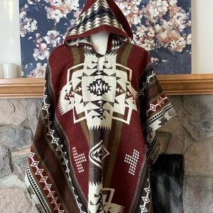 Alpaca blended Tribal Pattern aHooded Poncho